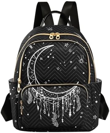 Amazon.com: ALAZA Owl in Gold on Black Mini Backpack Purse  display picture 2
