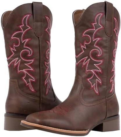 J's.o.l.e Western Wide Calf Cowboy Boots Women Wide Width Square Toe