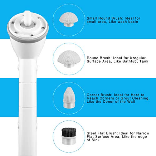 Upgraded Spin Scrubber with 1 Stain Steel Brush, WiMiUS 360 Degrees Electric Spin Scubber with 4 Brush Replacement Heads Cordless Power Srubber Cleaning Brush for Bathroom Kitchen,Tub (Brush Head) - Thumbnail 5