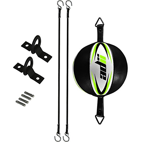 ADii Skin-TXT Leather Double End Ball / Double End Bag / Double End Dodge Ball with Ropes & Ceiling/Floor Anchors (Green, S)