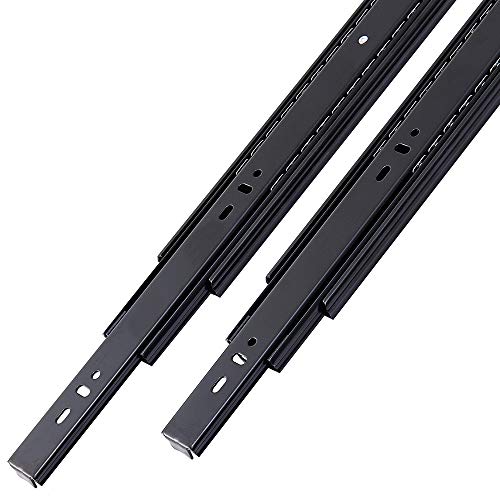 Friho 5 Pair of 12 Inch Hardware Ball Bearing Side Mount Black Drawer Slides, Full Extension, Available in 10'',12''14'',16'',18'',20''24'' Lengths