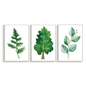 Framed for Living Room Bedroom Beautiful Leaves for x3 Panels