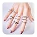 Zealmer Vintage Knuckle Ring Set Sun Moon Elephant Fatima Rhinestone Joint Knuckle Nail Midi Ring Set