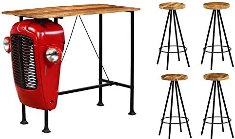 FUIN Vintage Table Stools Set Tractor Reclaimed Wood Industrial Breakfast Small Dining Kitchen Home Coffee Bar Restaurant Indoor Furniture Unusual Style