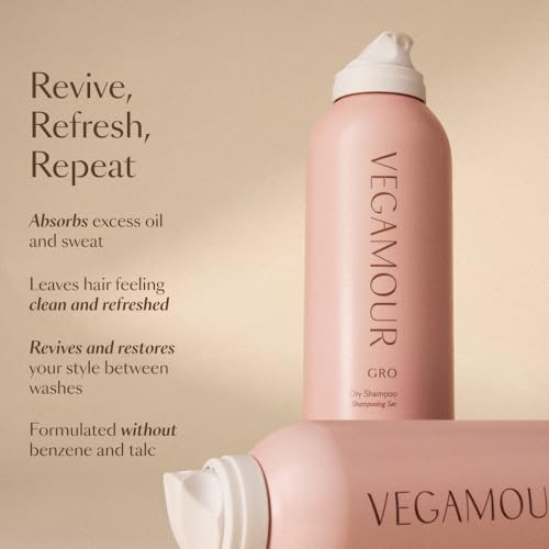 VEGAMOUR GRO Dry Shampoo, Volumizing Dry Shampoo Spray Formulated Without Benzene, Supports Thicker Fuller Looking Hair, Natural Citrus Scent