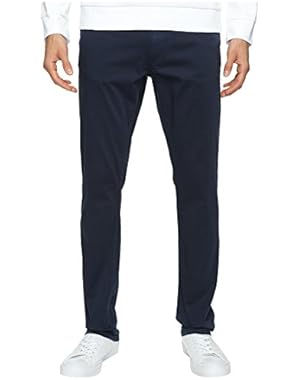 Calvin Klein Jeans Men's Slim Straight Stretch Sateen Pants Navy Storm Pants