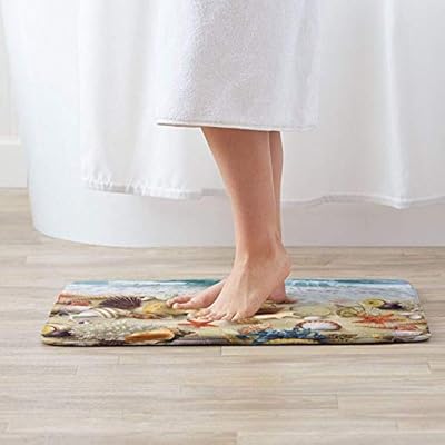Beach Bathroom Rug Seashell Bath Mat Non Slip Soft Comfortable Water Absorption Doormat 24x16 Inch 41Jx8tAp1EL