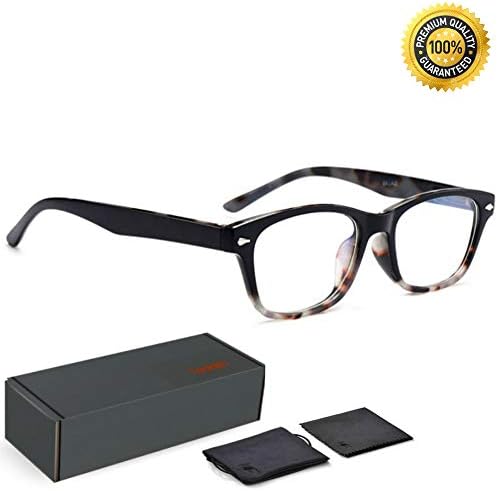 Teddith Blue Light Blocking Glasses Anti Blue Light Computer Reading Glasses Reduce Eye Strain Headache Better Sleep for Men/Women Half Frame Clear Lens (C06)