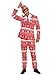 Opposuits Men's Red Christmas Suit - Festive X-Mas Holiday Nordic Outfit - Red and White Print - Includes Blazer, Pants, Tie - Size US 44