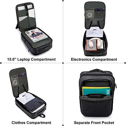 Marengo Travel Laptop Backpack with USB Charging Port, Waterproof Anti-Theft Flight Approved Business Daypack for Men Women Fit 15.6 inch Laptop, Black