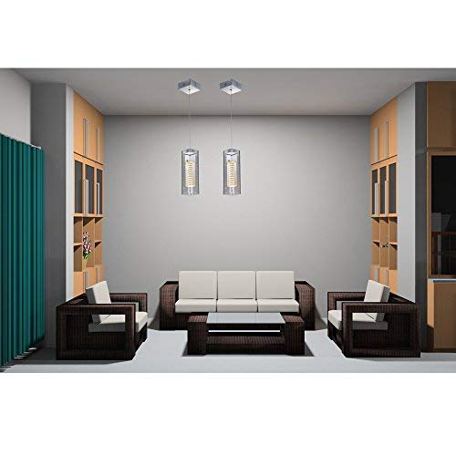 JINZO One-Light Pendant Light Fixture LED 8W Eyeshield Dimmable Laser Pattern Glass Difusser.