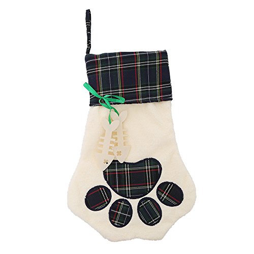 Christmas Stocking for Pet Dog Cat Large Paw Stocking for personalize (green)