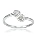 Hoops & Loops Sterling Silver Cubic Zirconia Double Heart Toe Ring