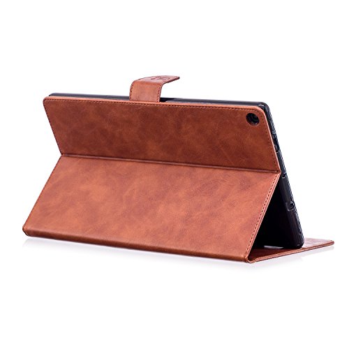 Tikeda Bear Case for All-New Fire HD 10 Tablet (7th 5th Generation, 2017/2015 Release) Folio Stand Cover with Pocket Auto Wake / Sleep for Fire HD 10.1 Inch Tablet (Bear Brown)