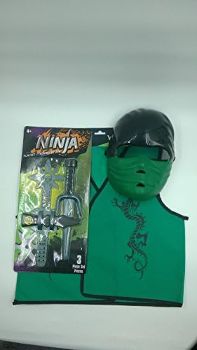 Green Ninja Costume with Mask and 3 Piece Ninja Playset
