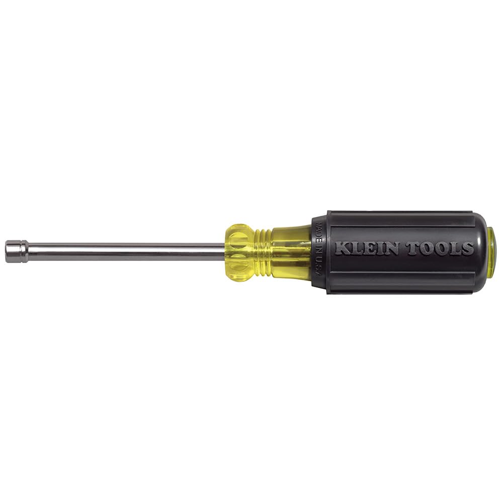Klein Tools 630-4MM 4mm Nut Driver with 3-Inch Hollow Shaft and Cushion Grip, Made in USA