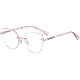 Clear Lens Rimless Glasses Female Metal Trendy Cat Eye Glasses Frame Women Eyewear