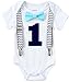 Noah's Boytique Boys Cake Smash Outfit First Birthday Grey Chevron Aqua Bow Navy Number One 18-24 Months