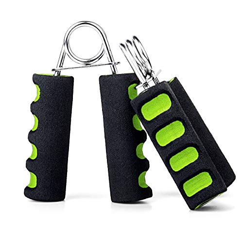 WooZuu 2 Pack Hand Grips Strengthener, Foam Hand Gripper Exerciser Finger Wrist Forearm Strength Trainer Muscle Builder(Black/Green)