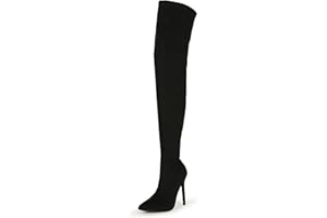 Liliana Women Faux Leather Pointy Toe Thigh High Single Sole Stiletto Boot