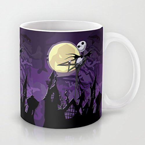 ouliyou Funny Novelty Mug for Work - Halloween Purple Sky with jack skellington iPhone 4 4s 5 5c, ipod, ipad, pillow case tshirt and mugs