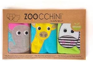 Zoocchini Girls 3 Piece Organic Training Pant Set-Safari Friends (2T-3T), Multi