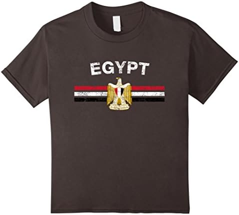 Kids Egyptian Flag Shirt - Egyptian Emblem &amp; Egypt Flag Shirt 10 Asphalt
