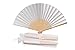 Sepwedd 50pcs White Imitated Silk Fabric Bamboo Folded Hand Fan Bridal Dancing Props Church Wedding party favors with Organza Bags