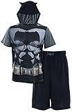 DC Comics Big Boys' Black Batman with Hooded Cape Short Pajamas