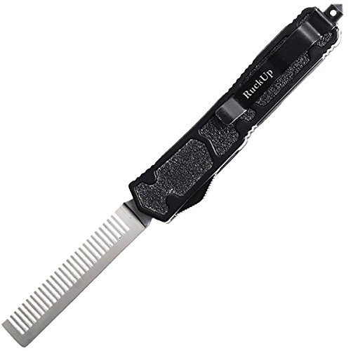 Ruck Up Double Action OTF Automatic Beard Comb, Black Handle