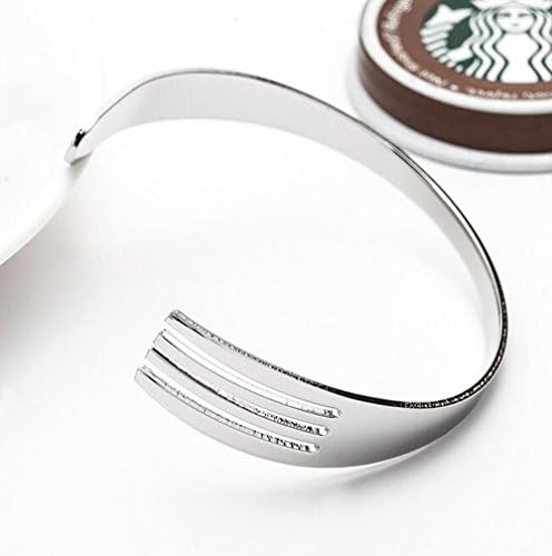 silver - Woman Fashion Open Cuff Bangle Alloy Knives And Forks Wristband Bracelet Jewelry