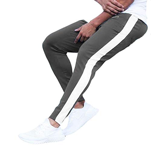 PLENTOP Men's Activewear,Shorts for Men Cotton Casual, Men's New Leisure Tight Printed Trousers Fashion Comfortable Sports Pants Gray - Thumbnail 2