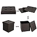 B FSOBEIIALEO Storage Ottoman Small Cube Foot Rest Seat Faux Leather, Brown 12.6