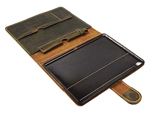 Vintage Distressed Cow Leather iPad Folio Organizer iPad Pro 10.5 Cover Case Stand Apple Pencil Holder SZ01 (iPad Pro 10.5)