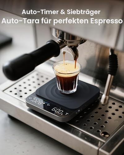 Digitale Kaffeewaage mit Timer, Wiederaufladbare 0,1g/3kg Präzise