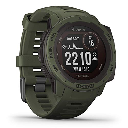 Garmin Instinct Solar Tactical - robuste GPS-Smartwatch mit Solar-Ladefunktion für bis zu 54 Tage Akku und taktischen Funktionen. Mit Sport- und Fitness-Funktionen und Smartphone Benachrichtigungen
