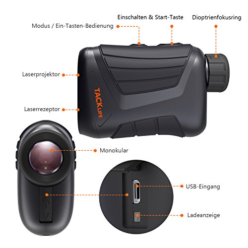 [- TACKLIFE Entfernungsmesser MLR01 Golf Rangefinder Jagd Lasermessgerät mit 7 Facher Vergr&ou
