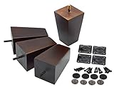 5 Inch Wood Furniture Legs Squared Tapered Finish, Set of 4. Great Sofa Legs With Mid-Century Modern Style, IKEA Conversion Kit Also Suitable for Coffee Table and Bed Legs.