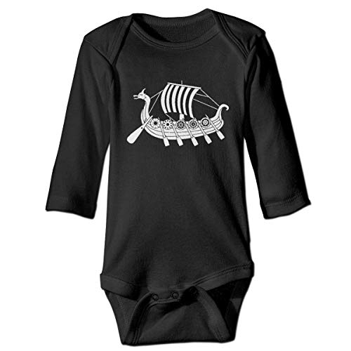 Viking Ship Cute Bodysuit Toddler Rompers for Infant Unisex Baby Long Sleeve Black