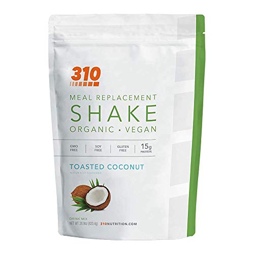 Vegan Organic Plant Protein Powder and Meal Replacement Shake - By 310 Nutrition - Gluten, Dairy and Soy Free - 0g of Sugar | Keto and Paleo Friendly… (Toasted Coconut, 28 Servings)