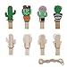 Mini Cactus Wooden Clothespins Floral Decorative Wood Peg Pin Craft Clips for Pictures Memo Card Photo with Jute Twine, 80 Counts by Shxstore