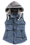 Pink Queen Womens Winter Sleeveless Detachable Hooded Padded Vest Waistcoat