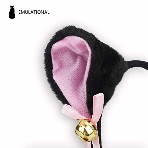 Cat Cosplay Costume Kitten Tail Ears Collar Paws Gloves Anime Lolita Gothic Set Black - Thumbnail 4