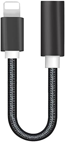Lightning Adapter, Anskp Nylon Braided Lightning to 3.5 mm Headphone Jack Cable Aux Audio Adapter for iPhone 7/7 Plus[Support iOS 10.3](Black)-Not Support Phone Call