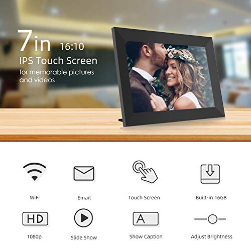 Jeemak Digital Picture Frame 7 inch WiFi Photo Frame with IPS Touch