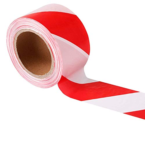 TopSoon Barricade Tape Striped Caution Tape Red and White Flagging Tape 2.8-Inch by 660-Feet Non-Adhesive (Renewed)