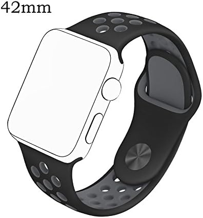Apple Watch Band,Tamon Soft Silicone Sport Strap for iWatch Series 1,Series 2,Series 3 (42mm M/L Black/Grey)
