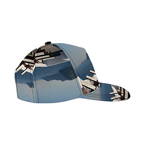 Travel Decor Comfortable Hat,Sunlounger at Terrace in Santorini Greece Resort Relaxation Aegean for Home,One Size