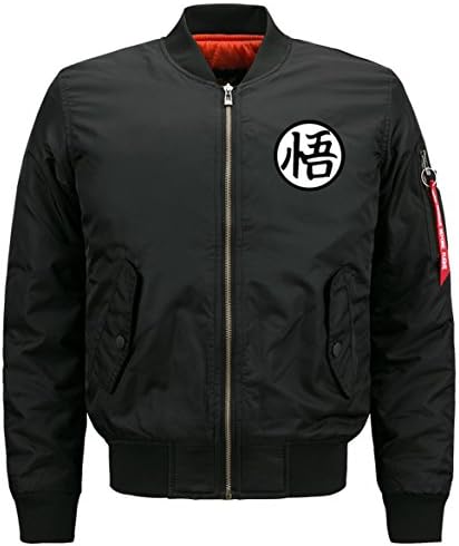Mens Classic Fashion Wu Dragon Ball Pattern Autumn Winter Thick Warm Waterproof Blouson Military Bomber Flight Print Jackets Quilted Outdoor Parka Coat