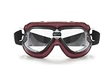 Bertoni Motorcycle Vintage Aviator Goggles in Red